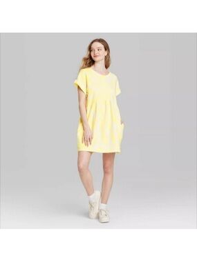 wild fable Yellow Short Sleeve Smock Mini Dress